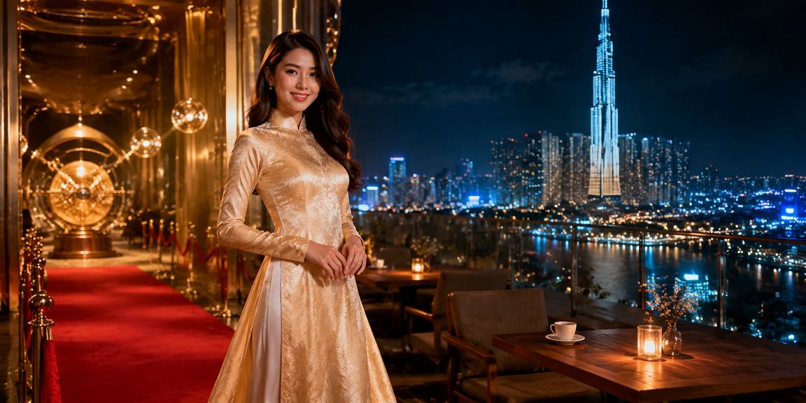 Người chơi tại TP Hồ Chí Minh trong trang phục áo dài tìm hiểu thông tin xổ số và cá cược